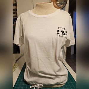 NWT panda shirt with gathering at waist